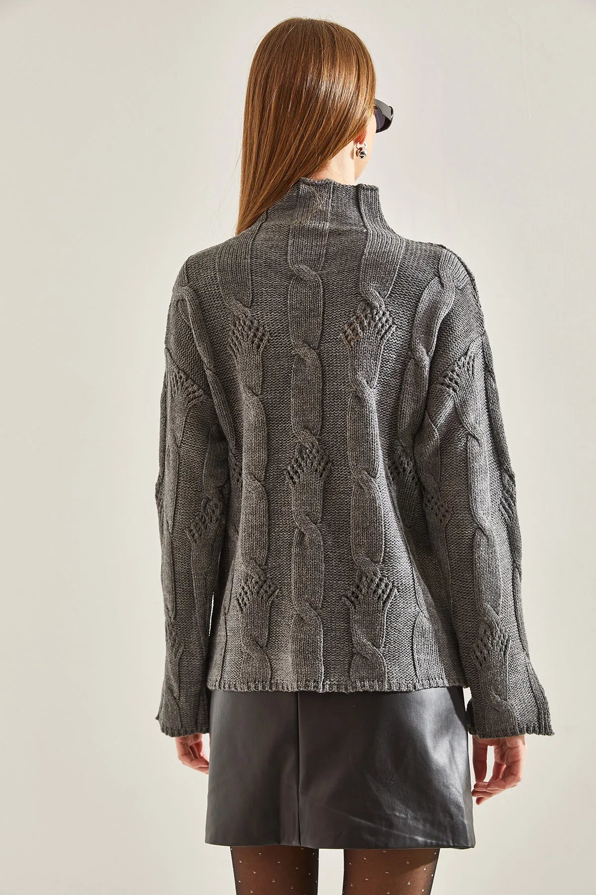 Women's Half-Turtleneck Cable Knit Sweater