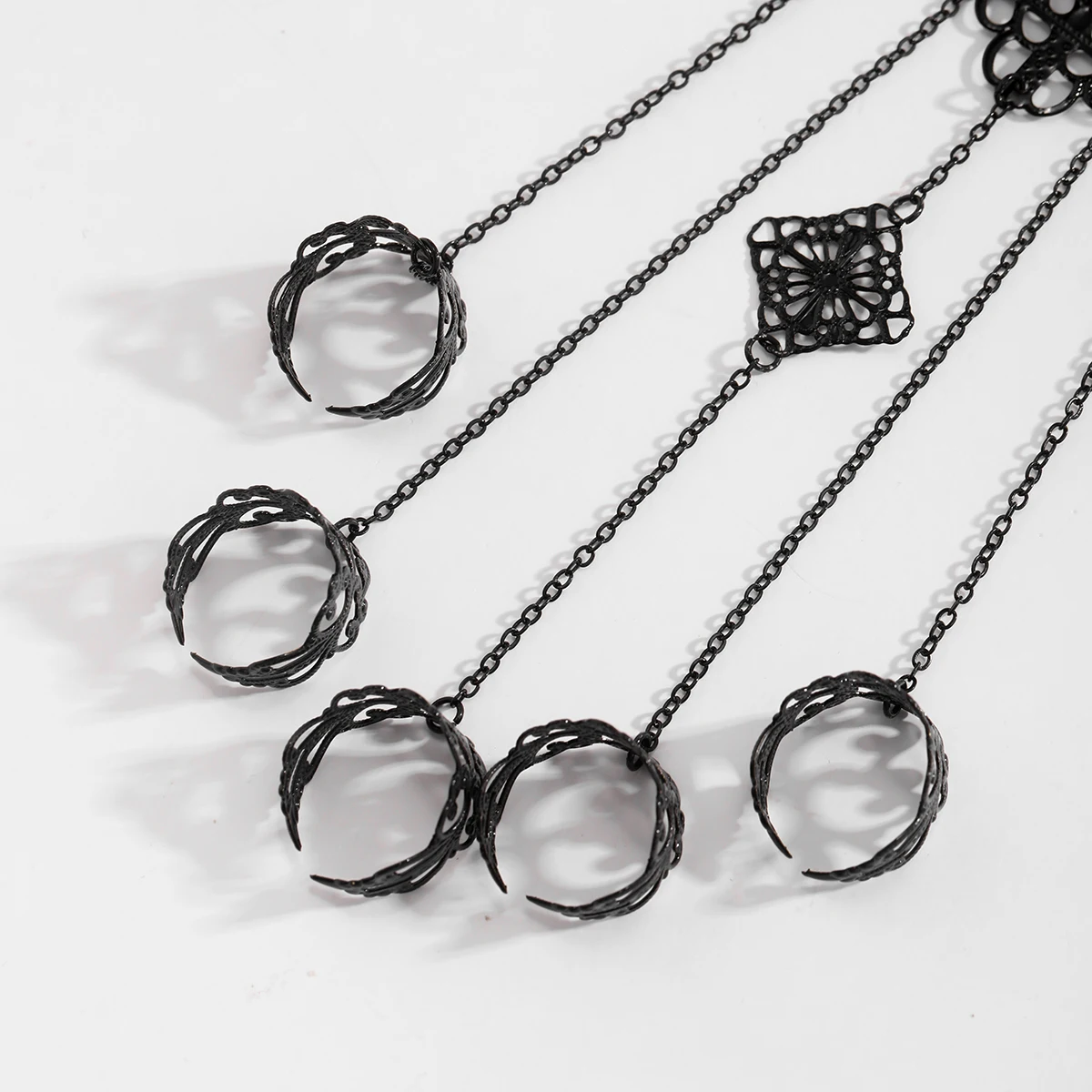 Gothic Hollow Metal Pattern Ring Chain Bracelet Punk Halloween Cosplay Party Jewelry arm bracelet LUNARITY GARAGE