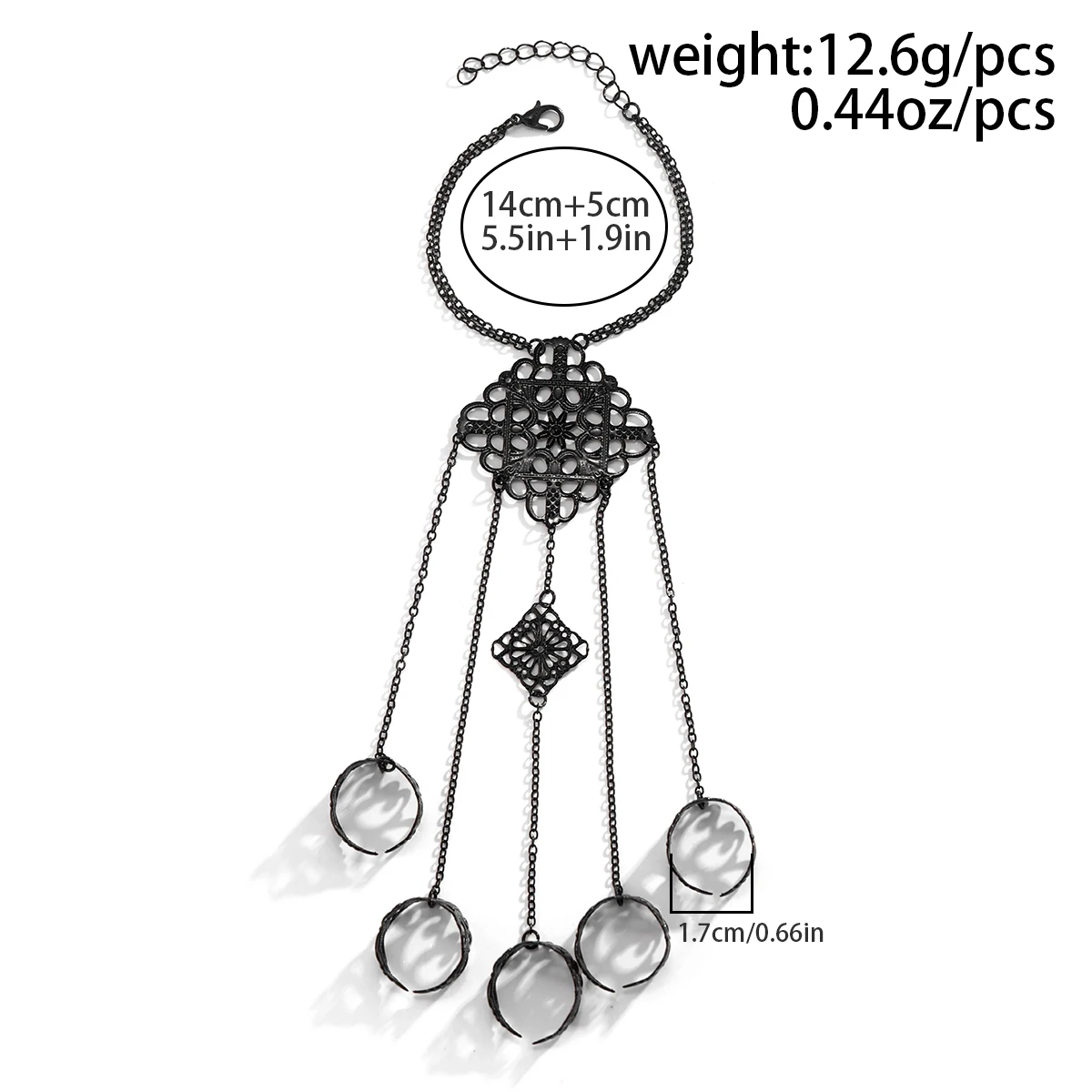 Gothic Hollow Metal Pattern Ring Chain Bracelet Punk Halloween Cosplay Party Jewelry arm bracelet LUNARITY GARAGE