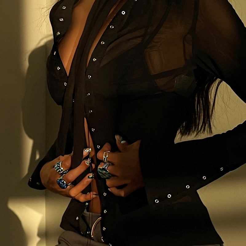 Transparent Mesh Stitching Tied Top top LUNARITY GARAGE