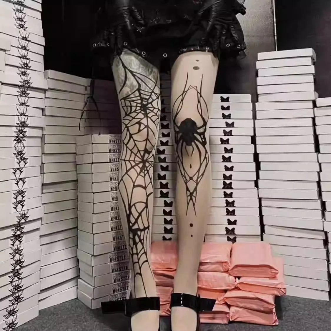 Gothic Vintage Dark Fishnet Tights Stocking Women Emo Alternative Sexy Spider Web Witch Pantyhose Y2k E-girl Cyber Punk Socks Socks Lunarity Garage Skin