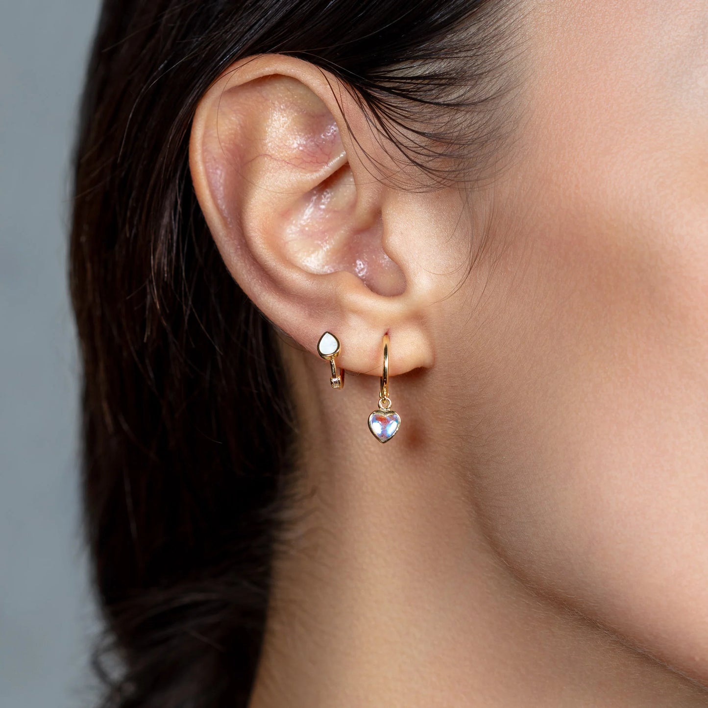 Heart Crystal Piercing earrings LUNARITY GARAGE