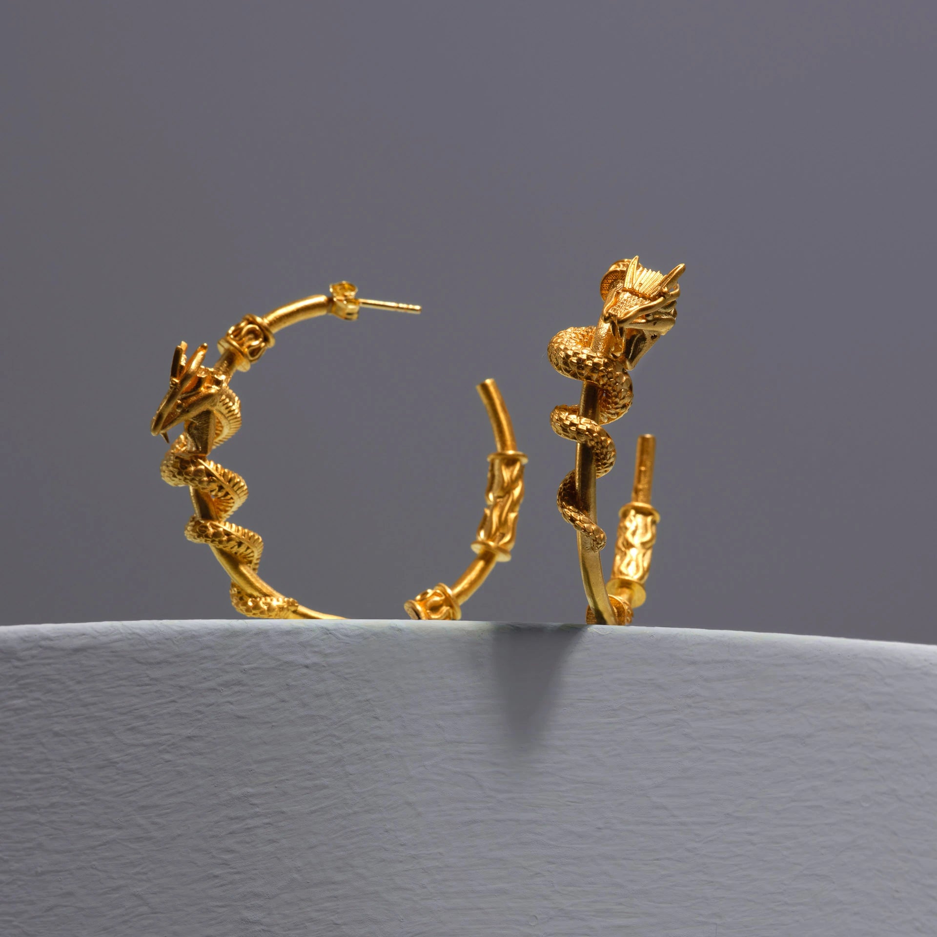 Dragon Wrapped Earrings - Gold Plated Bronze Earrings LUNARITY GARAGE