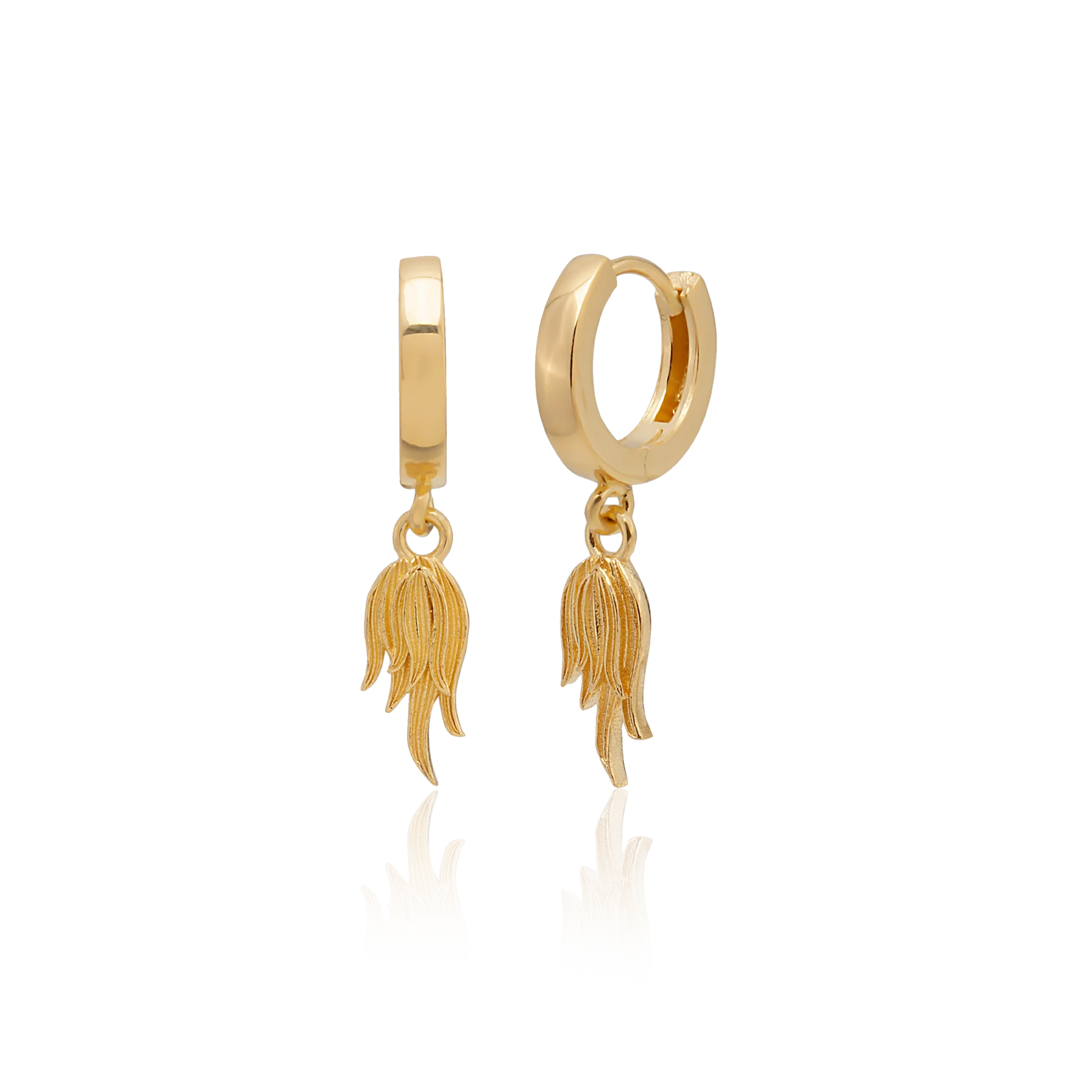 Dragon Mini Flame Earrings - Gold Plated Silver Earrings LUNARITY GARAGE