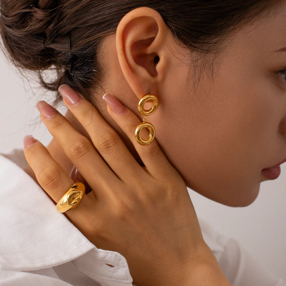 Elegant O-Shaped Multiple Circle Dangle Stud Earrings earrings LUNARITY GARAGE 2 Circles