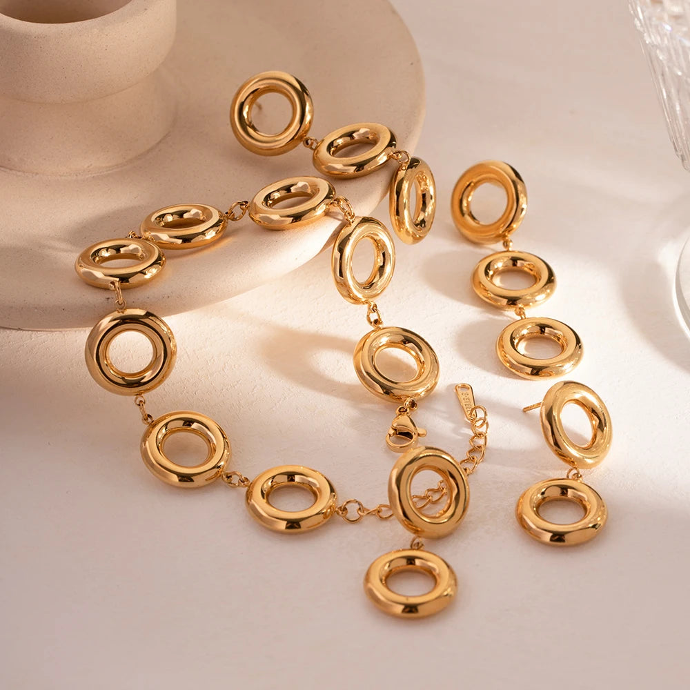 Elegant O-Shaped Multiple Circle Dangle Stud Earrings earrings LUNARITY GARAGE