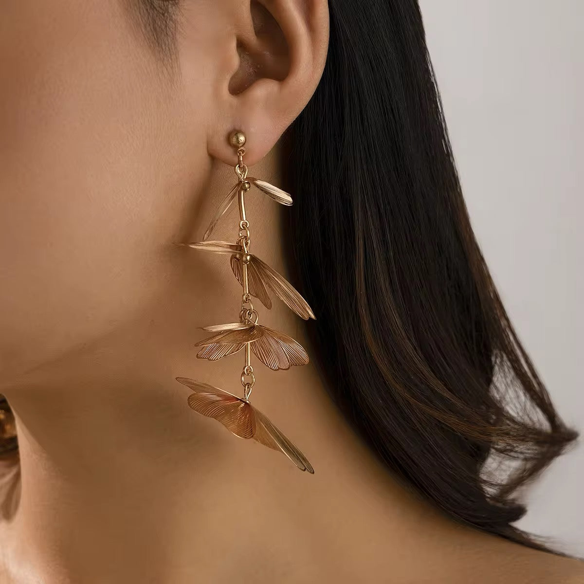 Elegant Romantic Petal Flower Long Hanging Drop Earrings earrings LUNARITY GARAGE