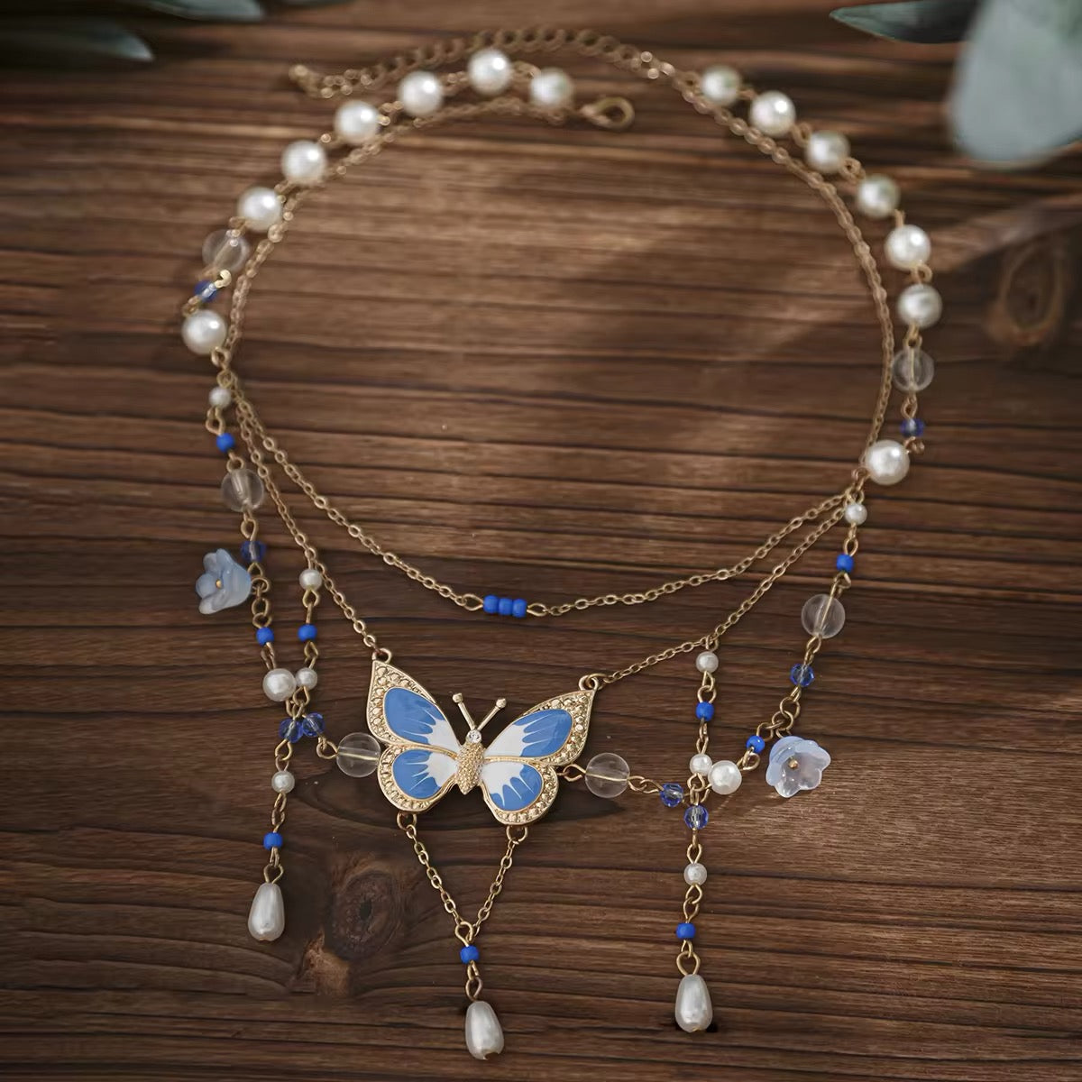 Fantasy Y2K Sweet Drip Oil Butterfly Tassel Pendant Choker Necklace necklaces LUNARITY GARAGE