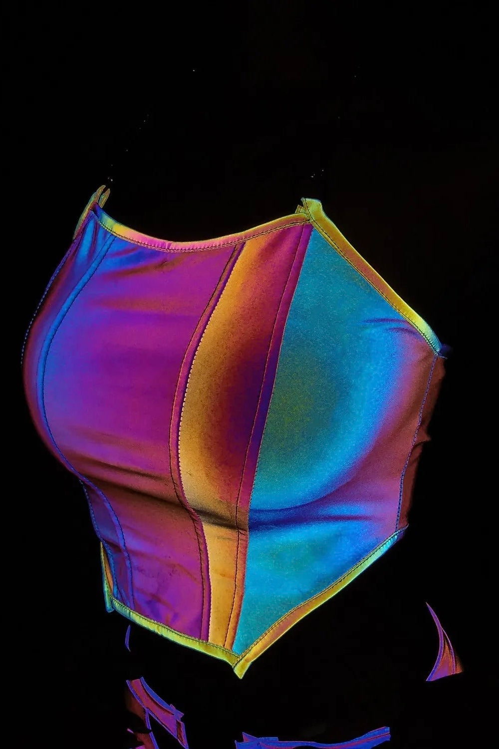 Reflective Crop Top - Women Bodycon Chain Halter Tank Sexy Colourful Summer Short Clubwear crop top LUNARITY GARAGE