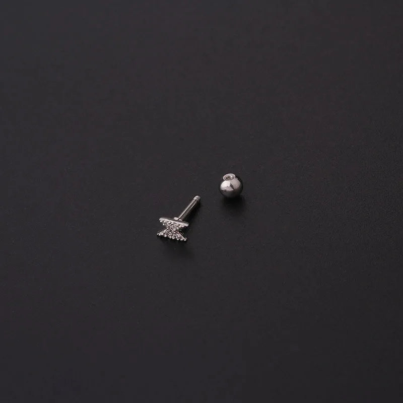 Titanium Steel Zircon Opal Cartilage Stud Earrings - 16g Helix Piercing Jewelry Ear Piercings Lunarity Garage