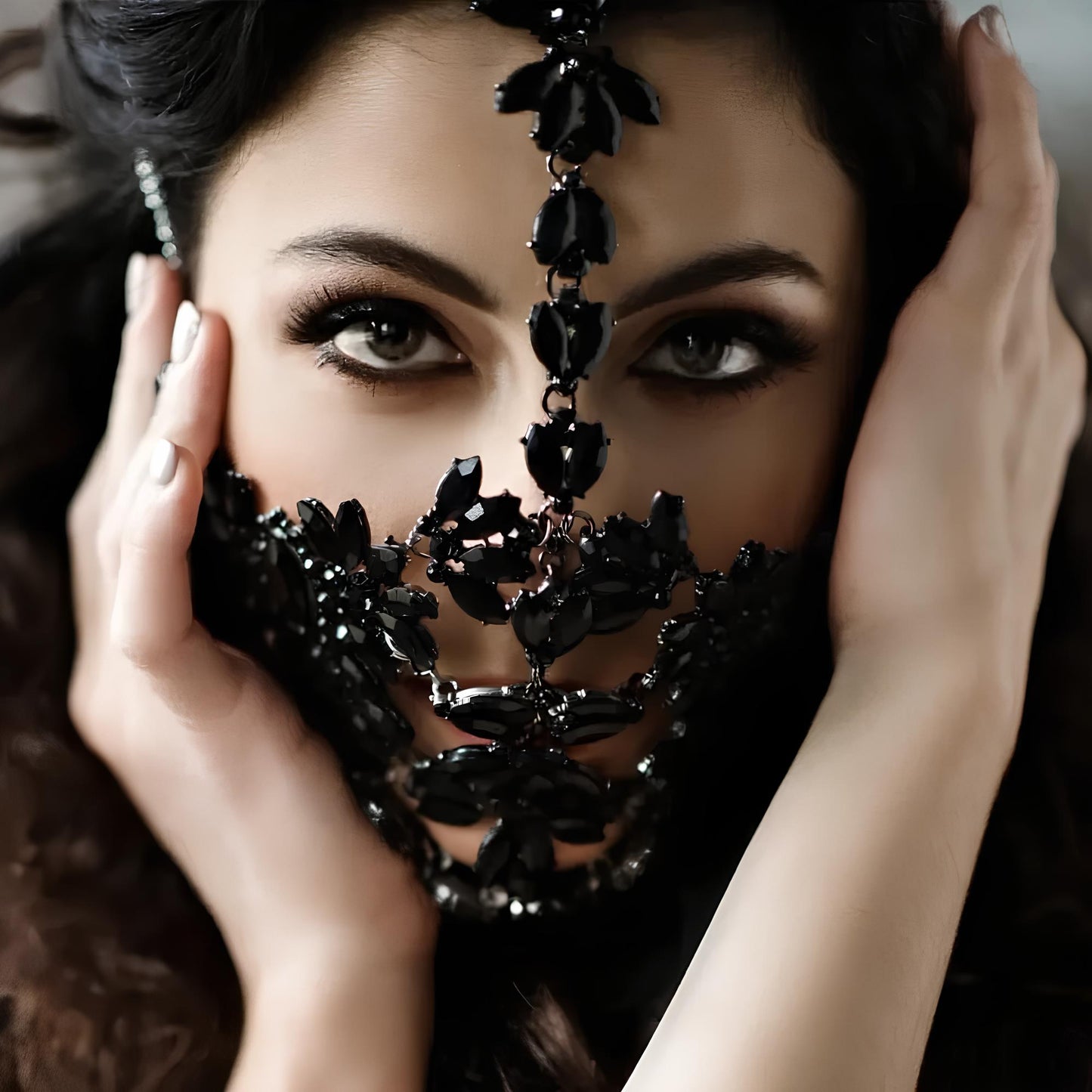 Mystic Crystal Flower Rhinestone Mask Masks Lunarity Garage Black