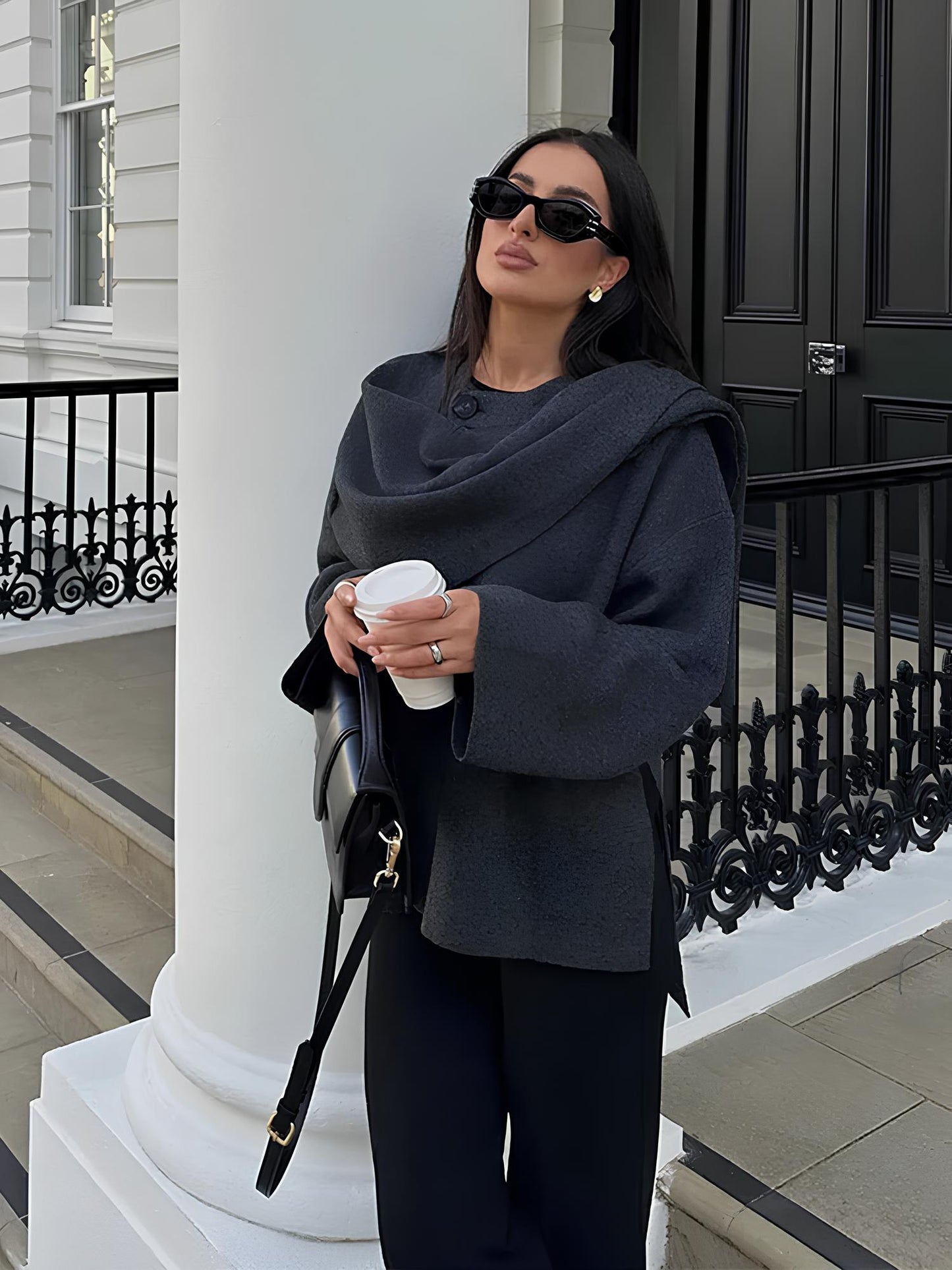 Elegant Scarf Collar Woolen Jacket Jackets Lunarity Garage