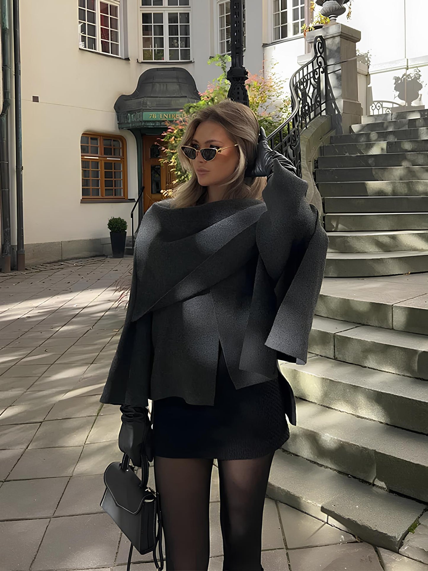 Elegant Scarf Collar Woolen Jacket Jackets Lunarity Garage