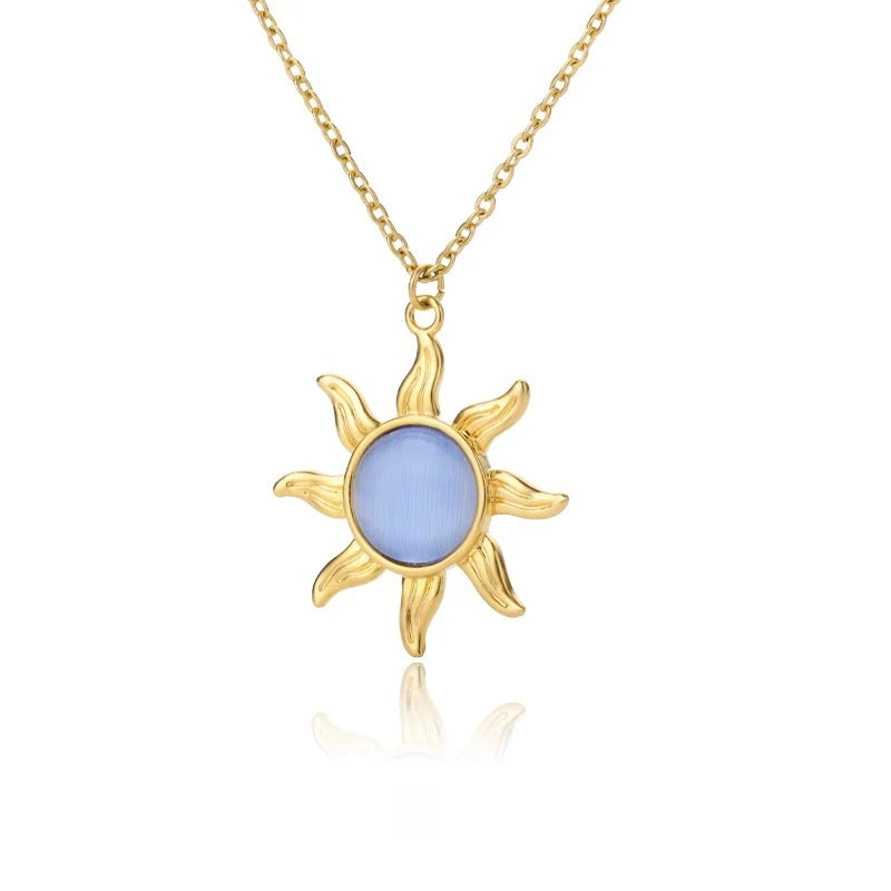 Opal Sun Necklace necklaces LUNARITY GARAGE Gold Plated