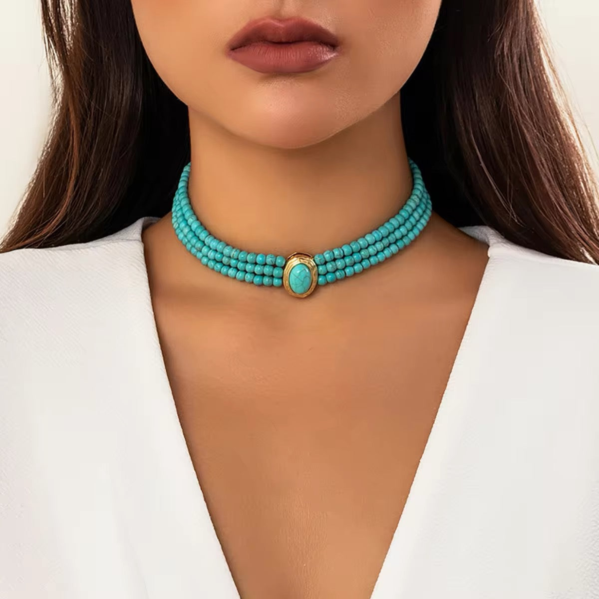 Romantic Turquoise Choker Necklace necklaces LUNARITY GARAGE
