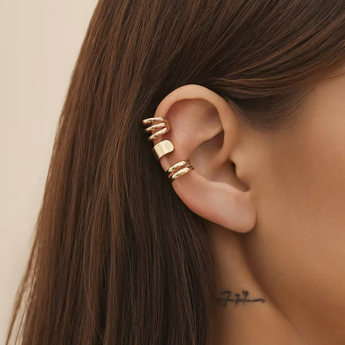 Trio of Classic Minimalism C-Shaped Geometry Ear Clips ear clip LUNARITY GARAGE Gold
