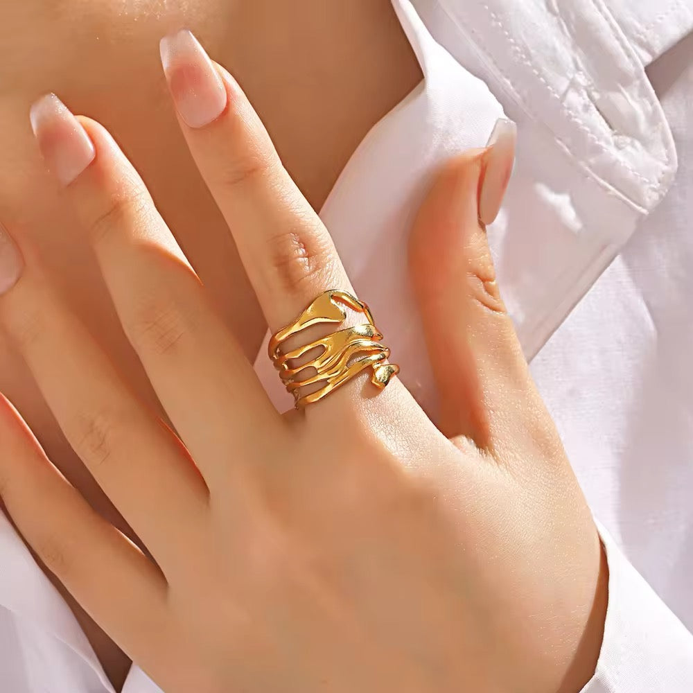 Minimalist Irregular Melted Metal Opening Ring ring LUNARITY GARAGE