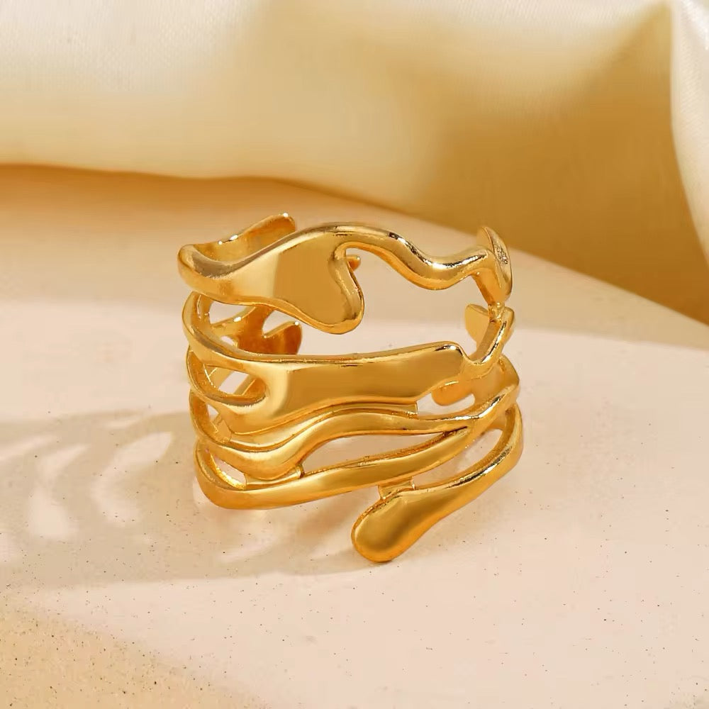 Minimalist Irregular Melted Metal Opening Ring ring LUNARITY GARAGE Gold