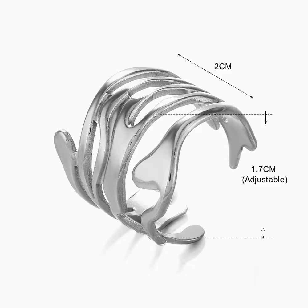 Minimalist Irregular Melted Metal Opening Ring ring LUNARITY GARAGE Silver