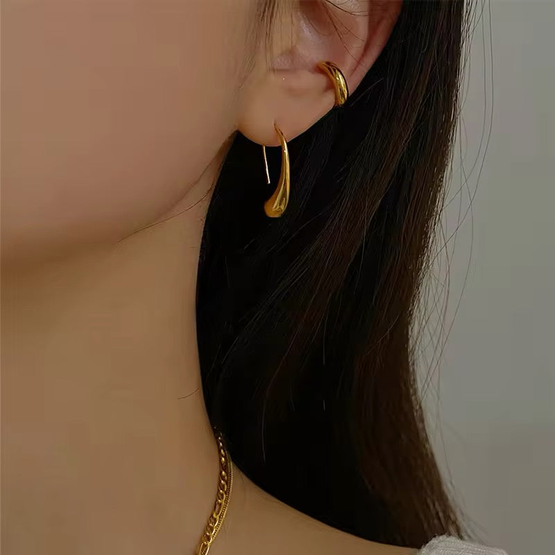 Minimalist Stainless Steel Elegant Gold Raindrop Stud Earrings earrings LUNARITY GARAGE
