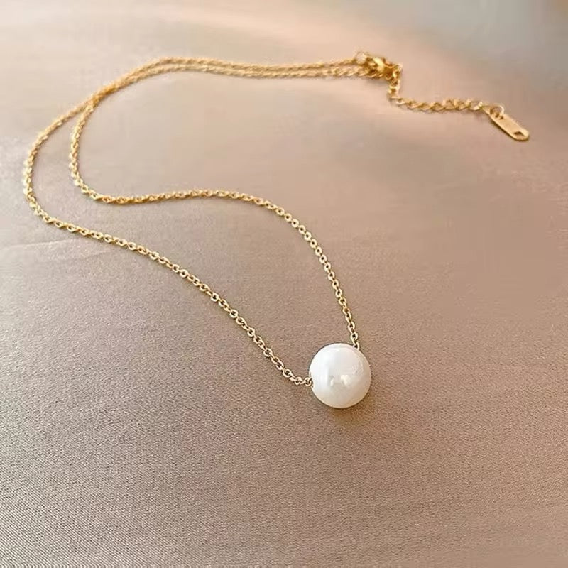 Elegant Minimalist One Pearl Temperament Necklace necklaces LUNARITY GARAGE