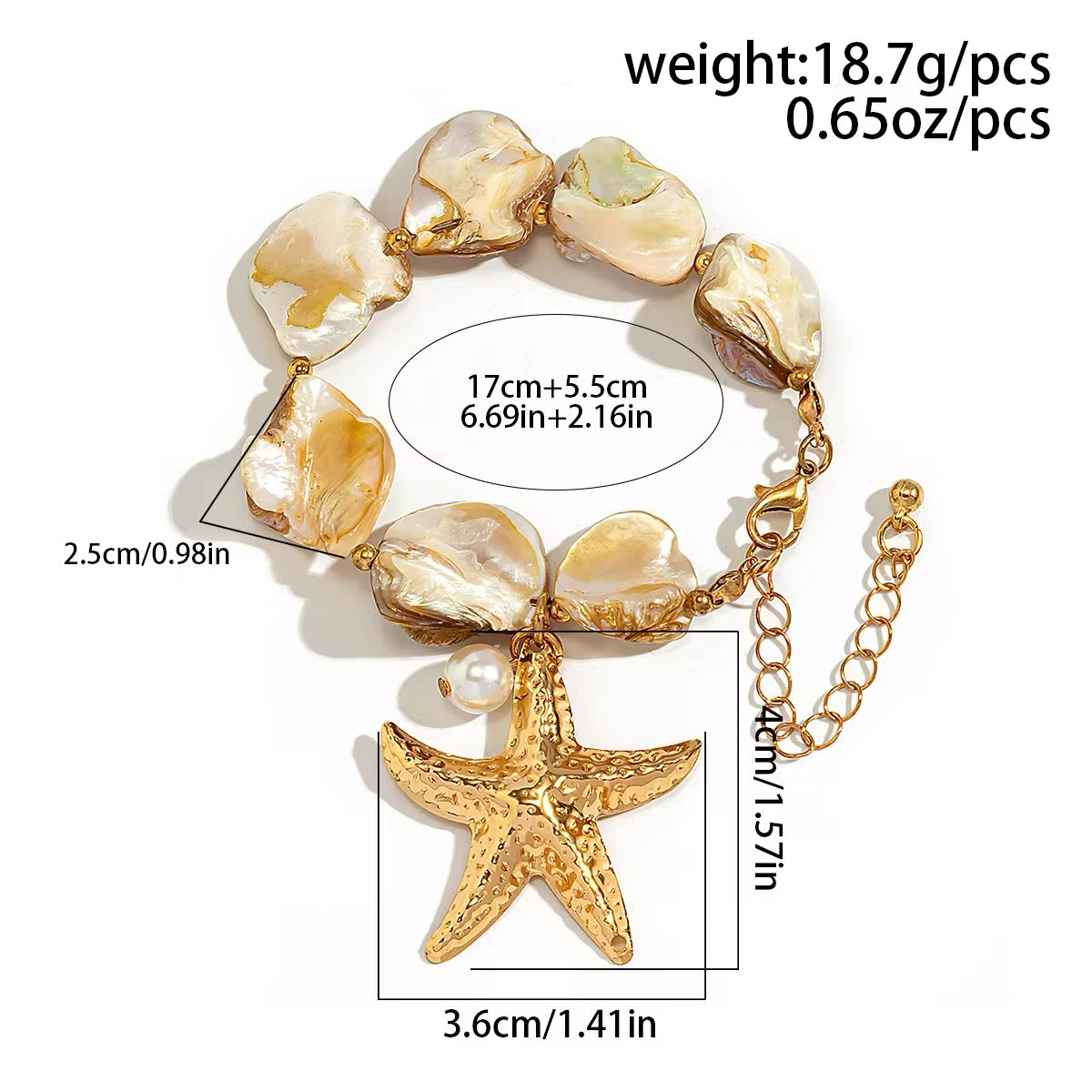 Boho Exquisite Gold Starfish Charm Bracelet bracelets LUNARITY GARAGE