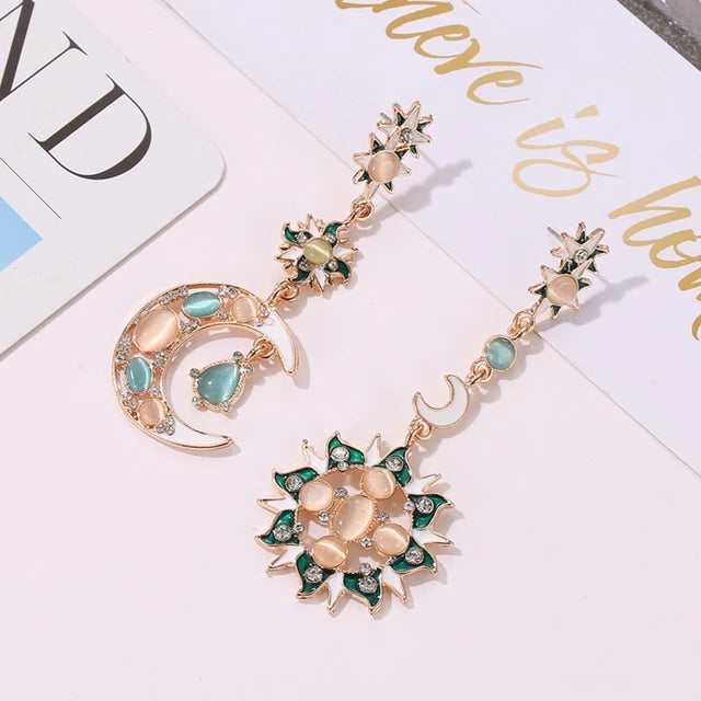 Fantasy Beauty Sun Moon Baroque Long Stud Earrings earrings LUNARITY GARAGE