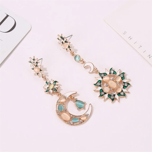 Fantasy Beauty Sun Moon Baroque Long Stud Earrings earrings LUNARITY GARAGE