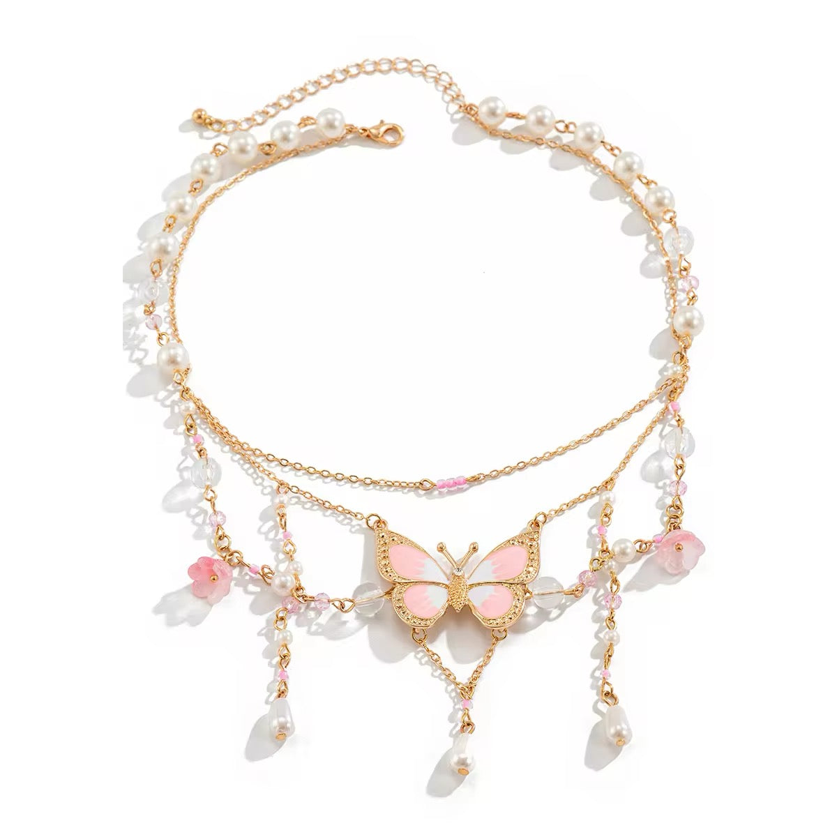 Fantasy Y2K Sweet Drip Oil Butterfly Tassel Pendant Choker Necklace necklaces LUNARITY GARAGE