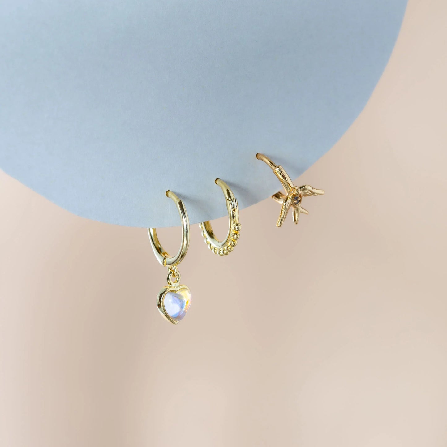 Heart Crystal Piercing earrings LUNARITY GARAGE