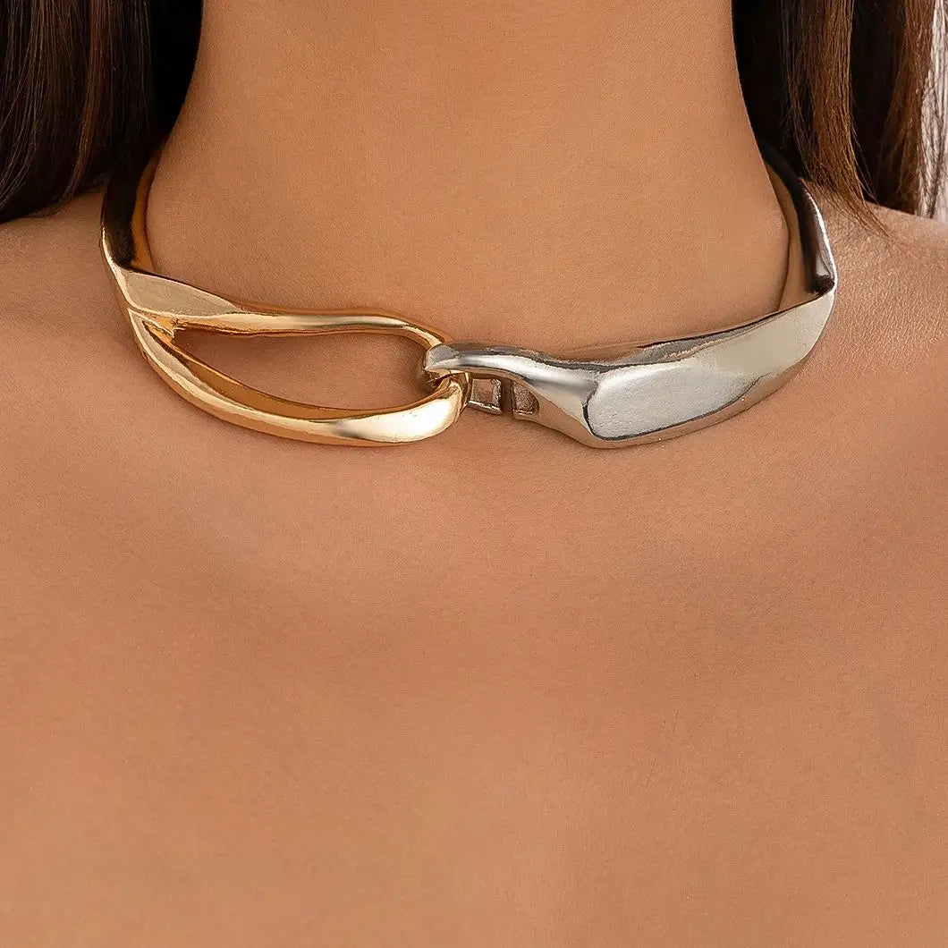 Luxury Mixed Metal Chunky Torque Necklace Necklace Lunarity Garage