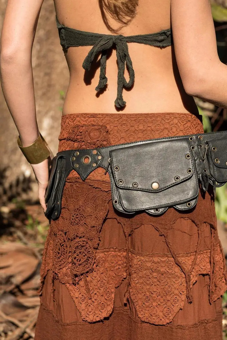 Medieval Renaissance Faux Leather Pocket Belt Bag belt LUNARITY GARAGE