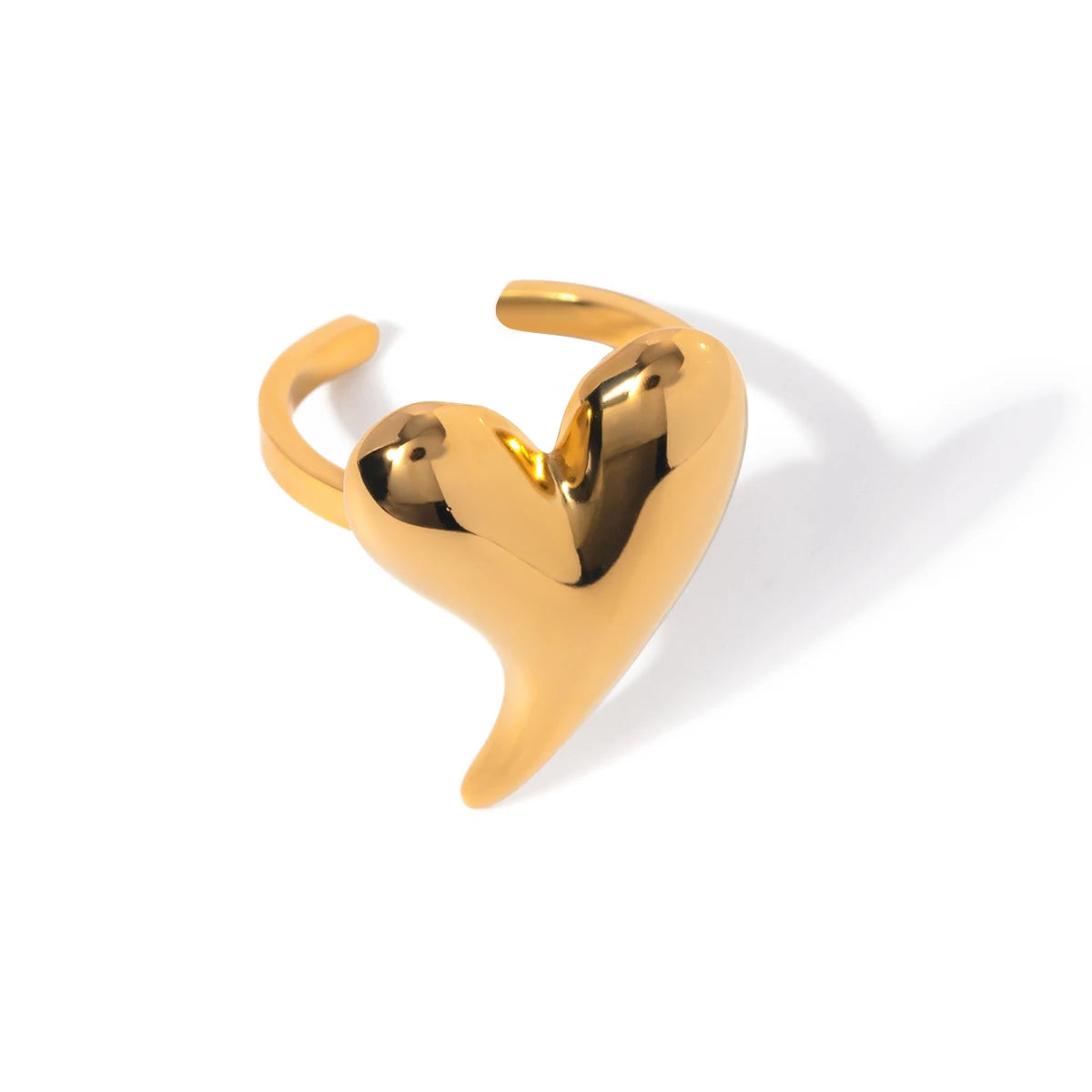 Minimalist Shiny Crooked Love Heart Opening Ring Ring LUNARITY GARAGE