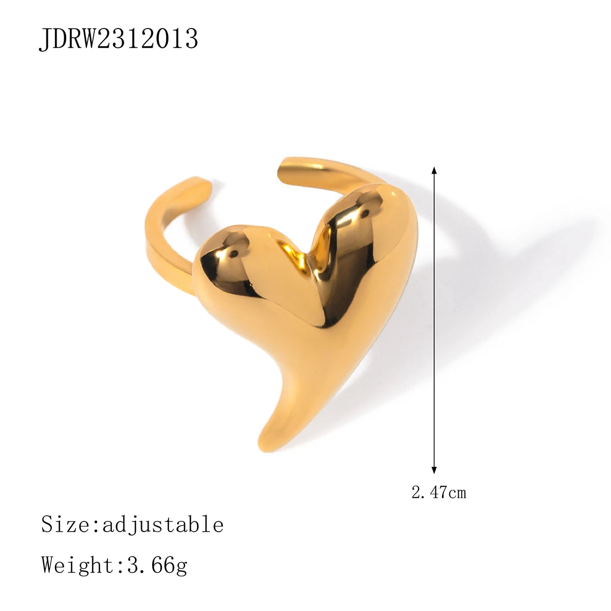 Minimalist Shiny Crooked Love Heart Opening Ring Ring LUNARITY GARAGE