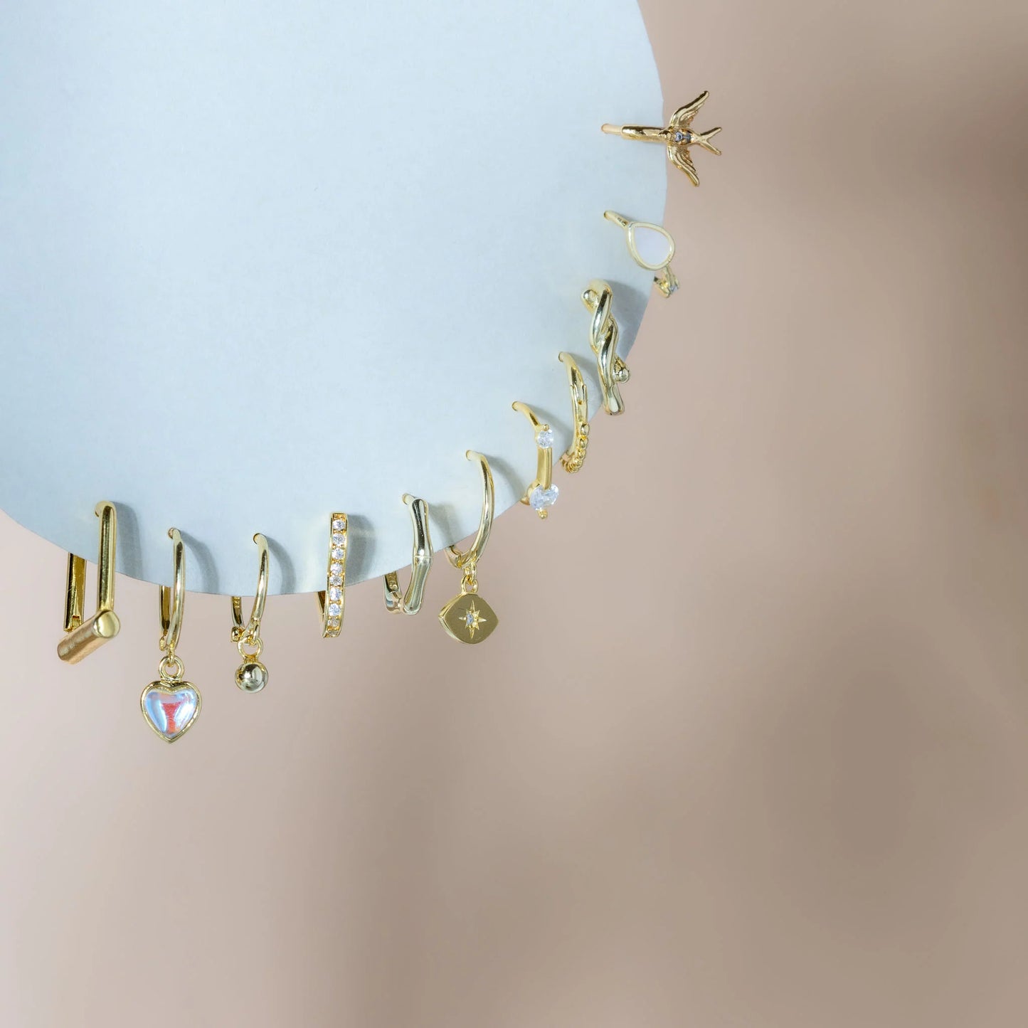 Heart Crystal Piercing earrings LUNARITY GARAGE