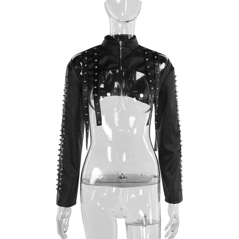 Gothic Chic Faux PU Leather Crop Shrug crop top Lunarity Garage