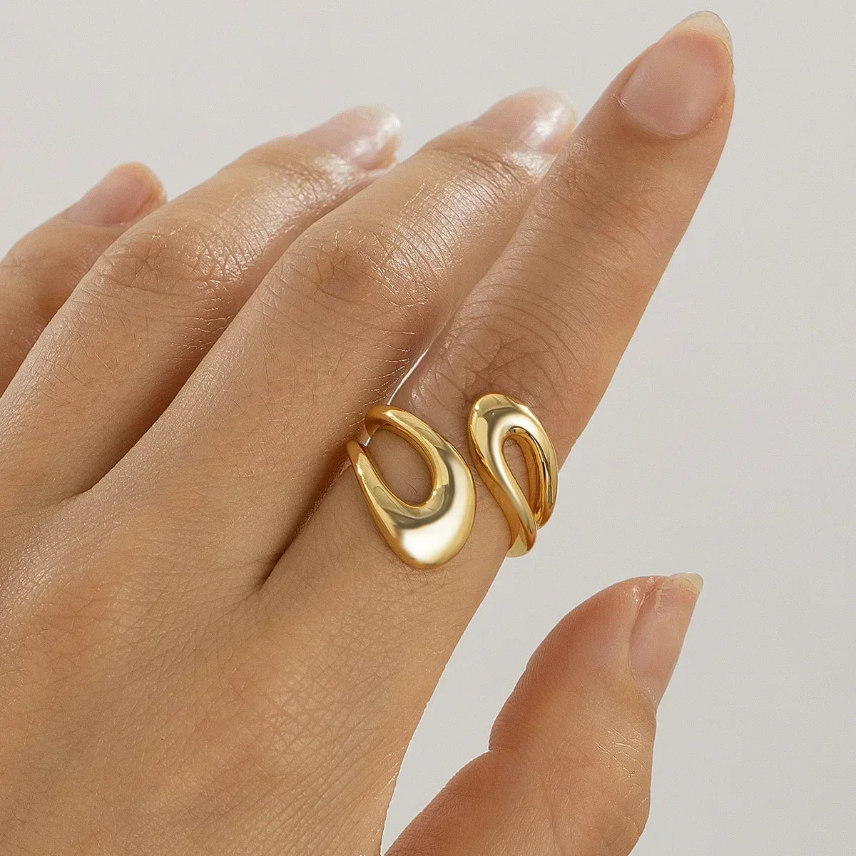 Luxury Trendy Gold Heavy Metal Bangles | Irregular Geometric Cuff Bracelet for Women Bracelets LUNARITY GARAGE Ring Gold