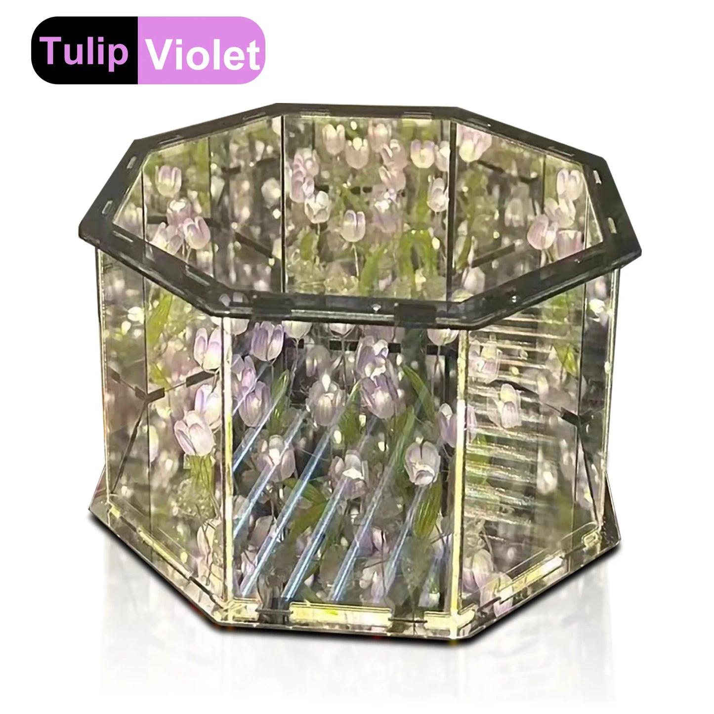 DIY Tulip LED Night Light – Magic Cube Table Lamp & Mirror 2-in-1 Decorative Gift Night Lights LUNARITY GARAGE B-Purple
