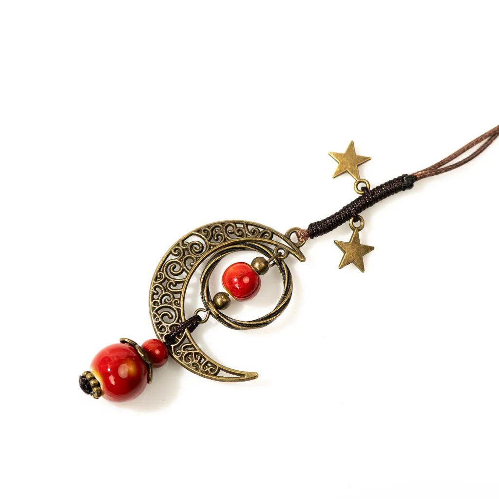 Star And Moon Ceramic Beads Chain Wind Pendant Necklace Necklace Lunarity Garage
