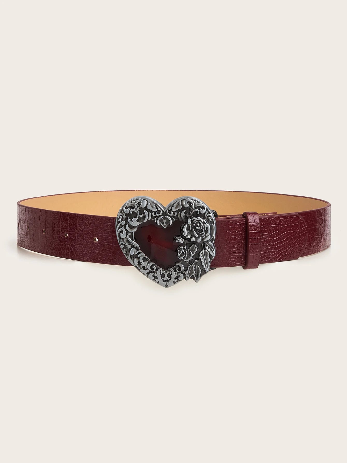 Wine Red Heart Carved Belt – Romantic & Chic Accessory Belt LUNARITY GARAGE