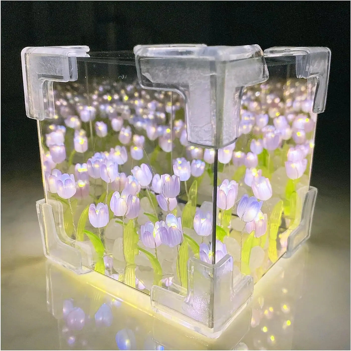 DIY Tulip LED Night Light – Magic Cube Table Lamp & Mirror 2-in-1 Decorative Gift Night Lights LUNARITY GARAGE A-Purple
