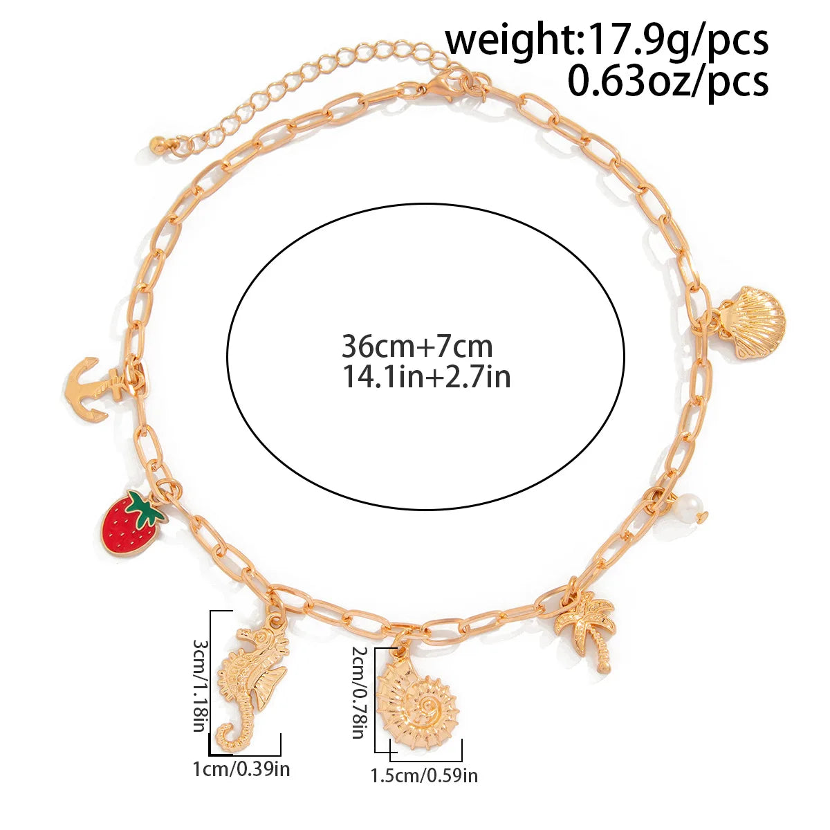 14K Gold Boho Seashell Cross Charm Necklaces Necklace Lunarity Garage