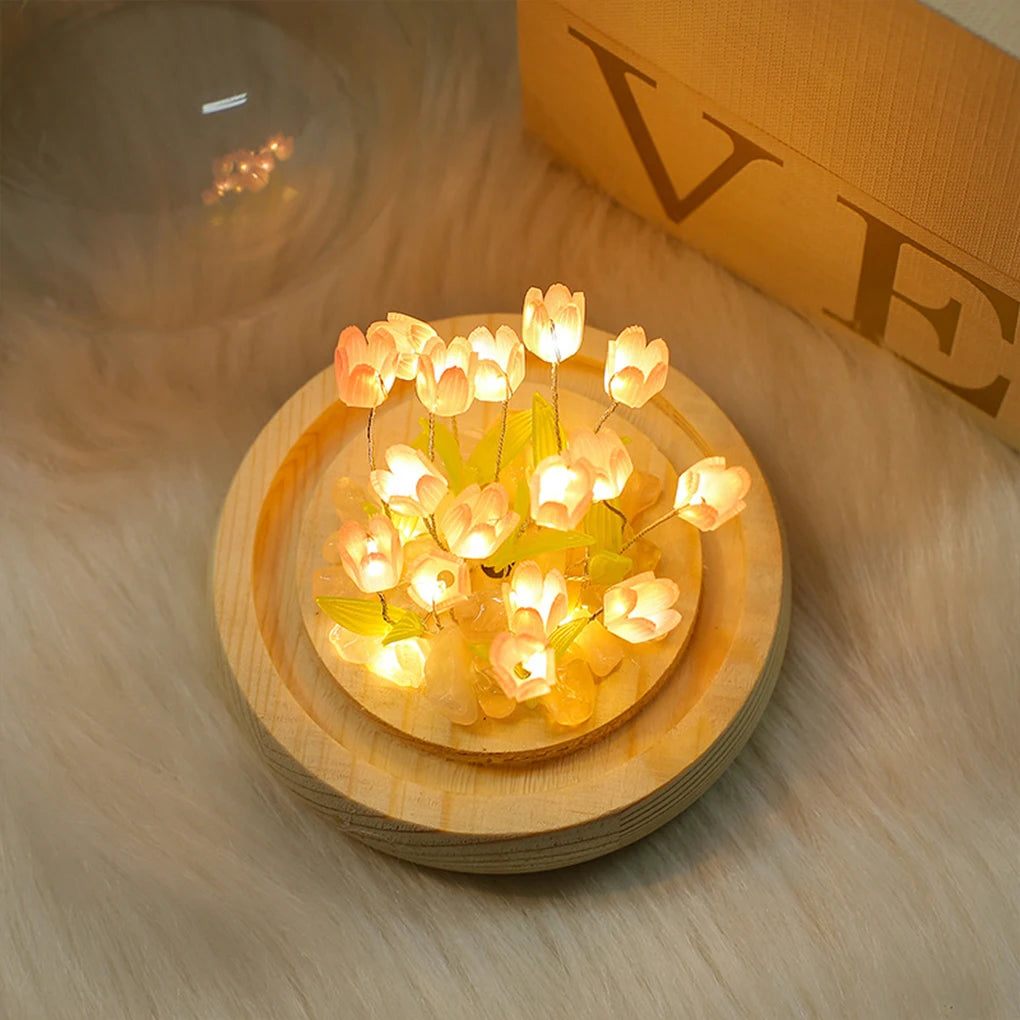 DIY Handmade Artificial Tulip LED Night Light – Bedside Table Lamp for Bedroom Decor, Christmas & Birthday Gifts home decor LUNARITY GARAGE