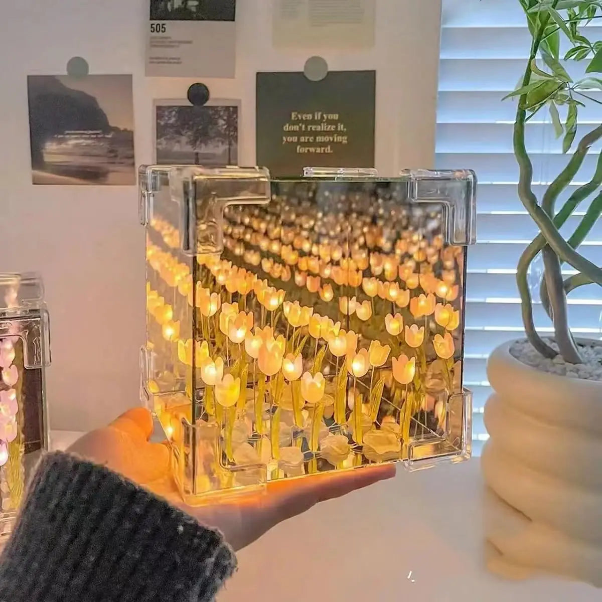 DIY Tulip LED Night Light – Magic Cube Table Lamp & Mirror 2-in-1 Decorative Gift Night Lights LUNARITY GARAGE