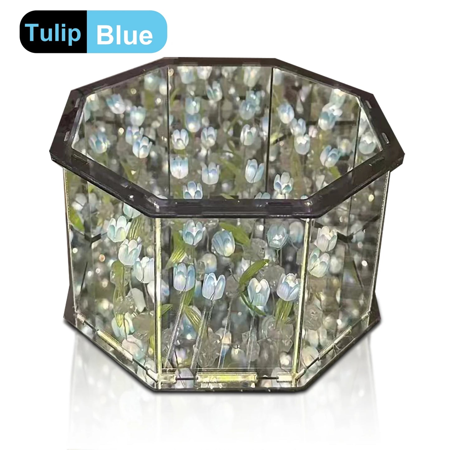 DIY Tulip LED Night Light – Magic Cube Table Lamp & Mirror 2-in-1 Decorative Gift Night Lights LUNARITY GARAGE B-Blue