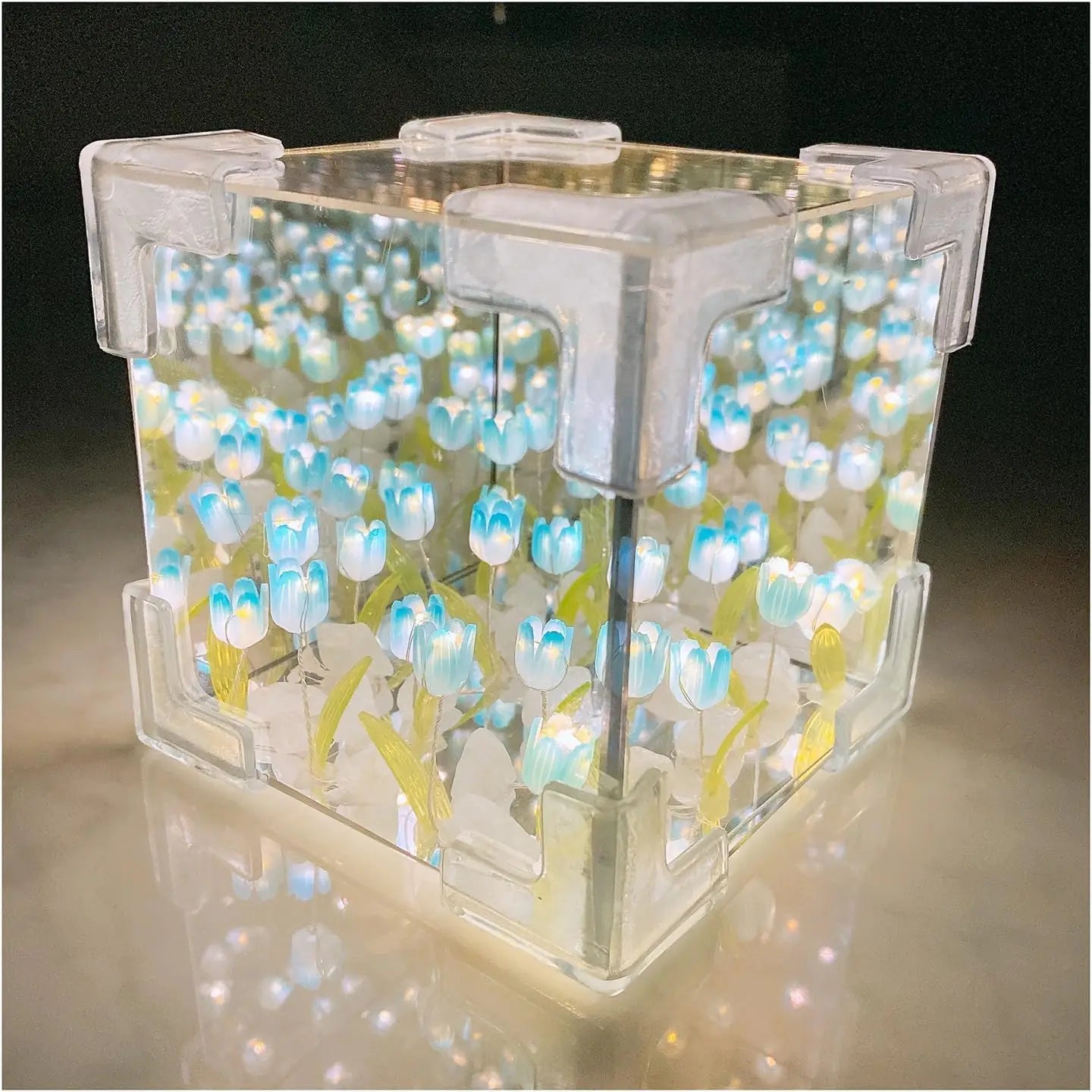 DIY Tulip LED Night Light – Magic Cube Table Lamp & Mirror 2-in-1 Decorative Gift Night Lights LUNARITY GARAGE