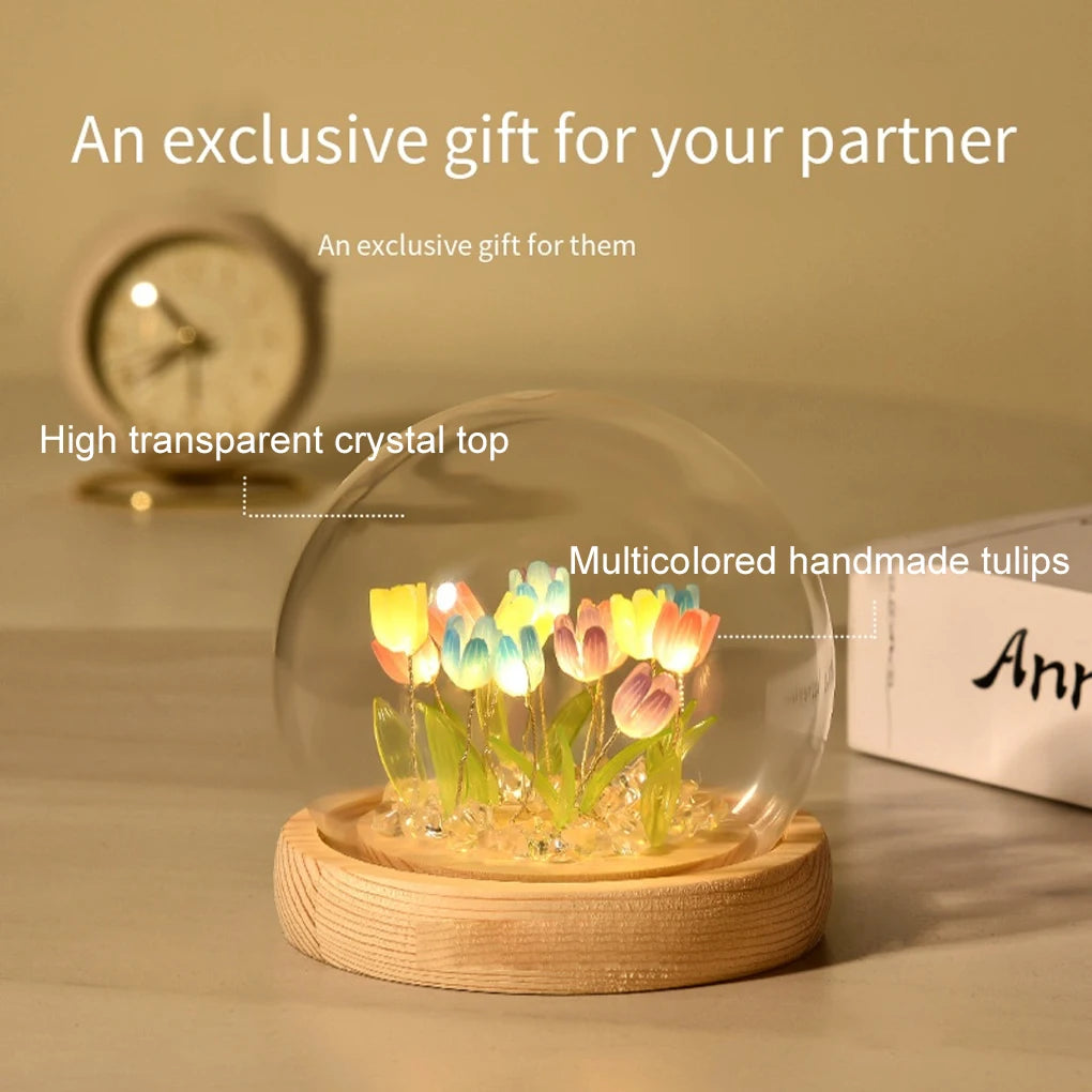 DIY Handmade Artificial Tulip LED Night Light – Bedside Table Lamp for Bedroom Decor, Christmas & Birthday Gifts home decor LUNARITY GARAGE