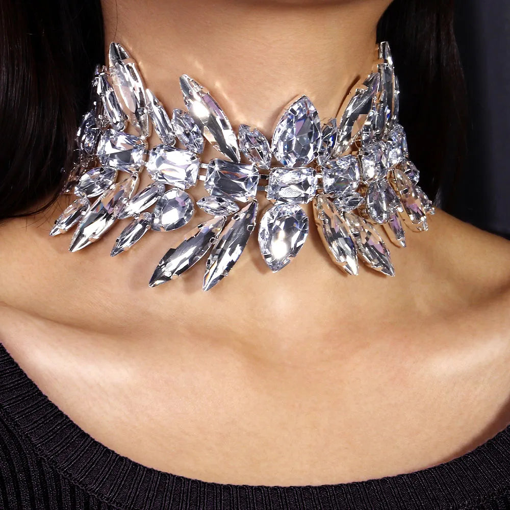 Vintage Geometric Crystal Choker Necklace Necklace Lunarity Garage Gold