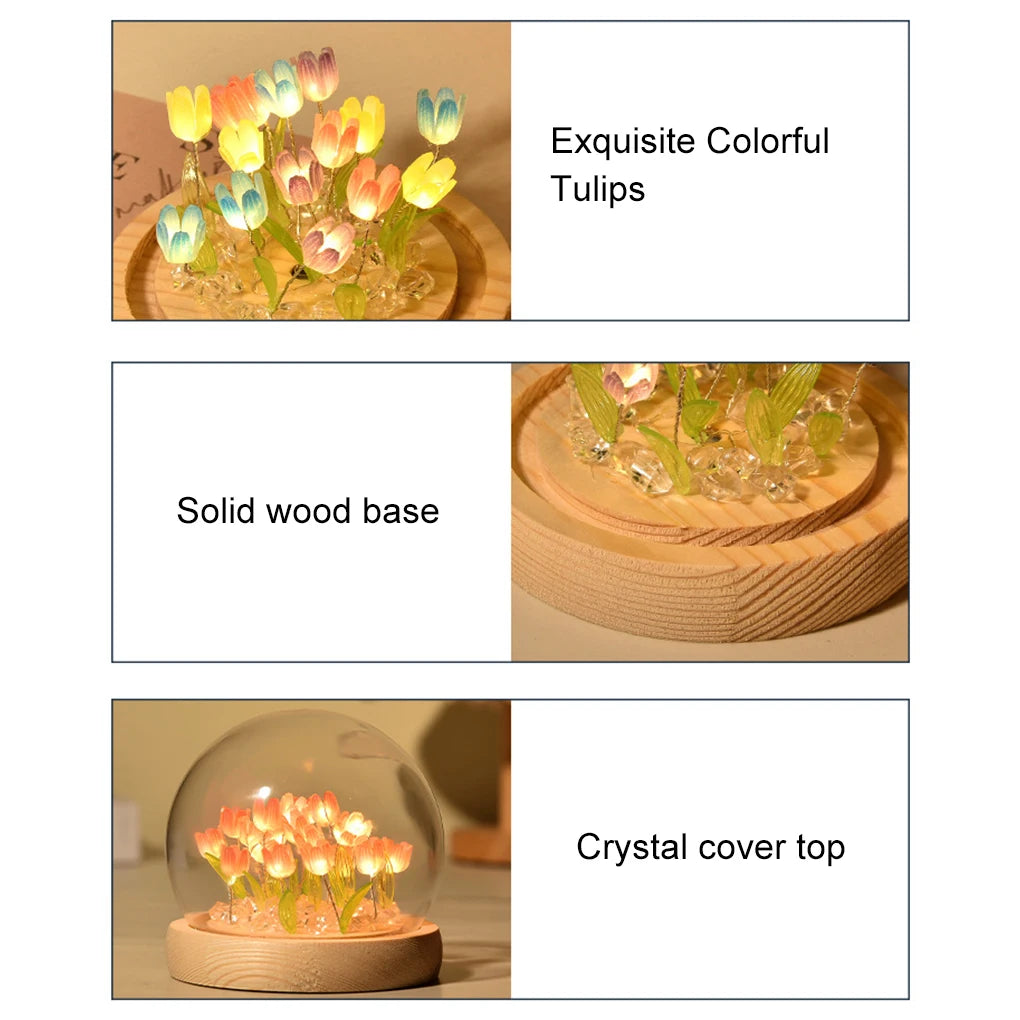 DIY Handmade Artificial Tulip LED Night Light – Bedside Table Lamp for Bedroom Decor, Christmas & Birthday Gifts home decor LUNARITY GARAGE