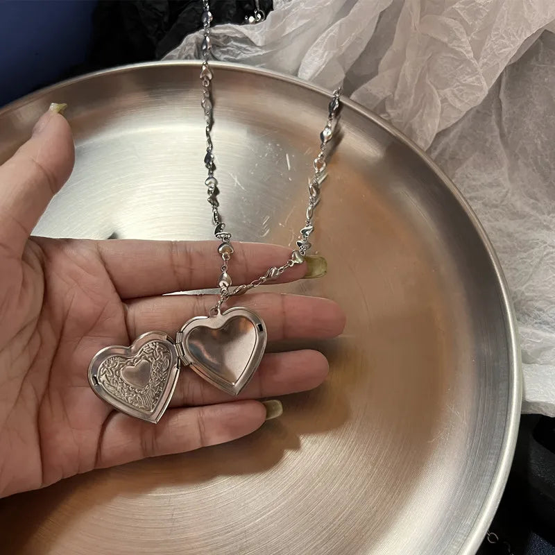 Gothic Red Peach Heart Pendant Necklace For Women Girls Sliver Ghost Claw Love Short Choker PunkClavicle Chain Gifts Necklace Lunarity Garage